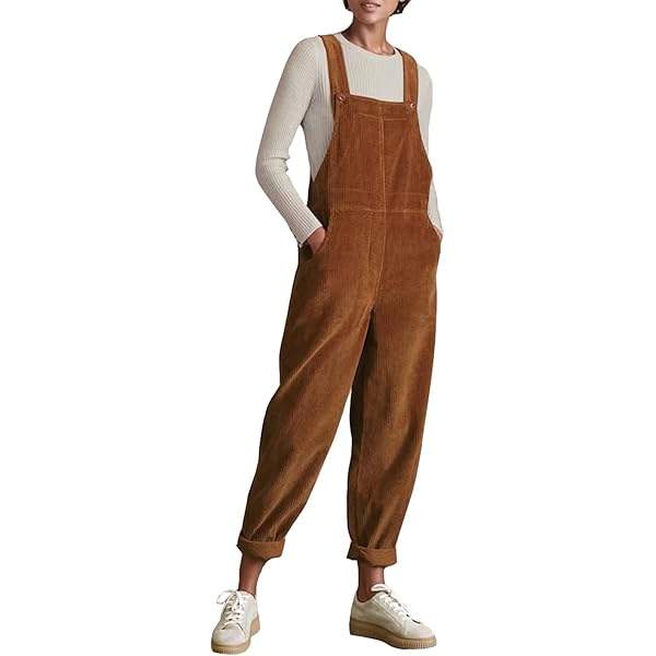 Amazon.com: ODIZLI Brown Overalls For Women Ribbed Corduroy